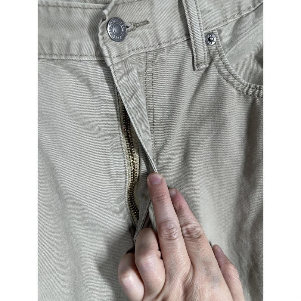 Levis 514 Jeans Mens 36x30 Khaki Tan Twill Straight Leg Low Rise Zip Fly‎ Casual